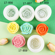 diy玫瑰花朵香薰蜡烛石膏摆件硅胶模具滴胶黏土翻糖巧克力蛋糕模