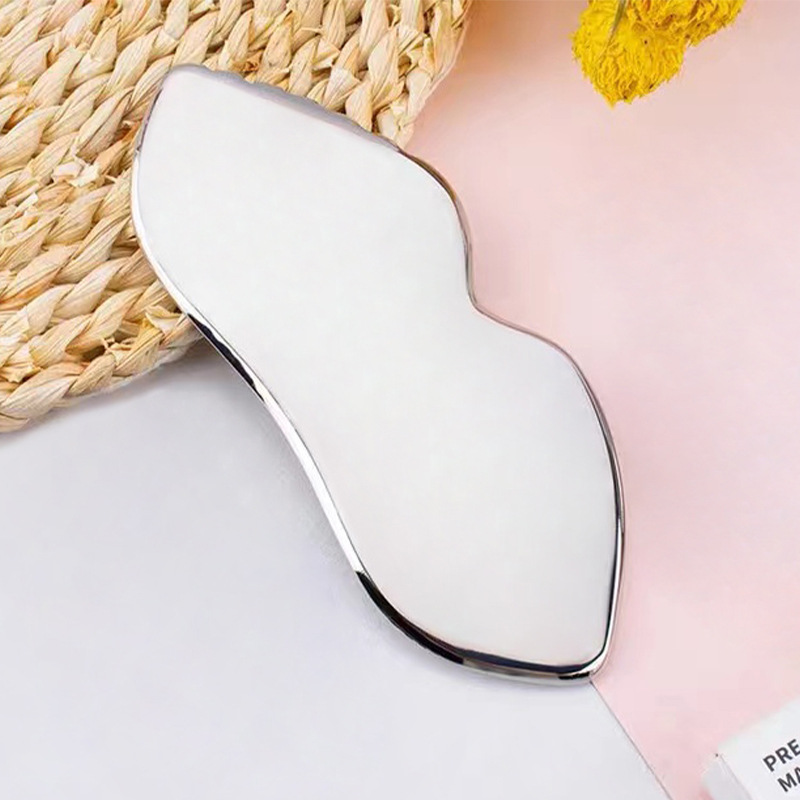 304 placa de acero inoxidable con dientes en forma de labios masaje facial herramienta de belleza cuchillo fascia drenaje meridiano herramienta de belleza