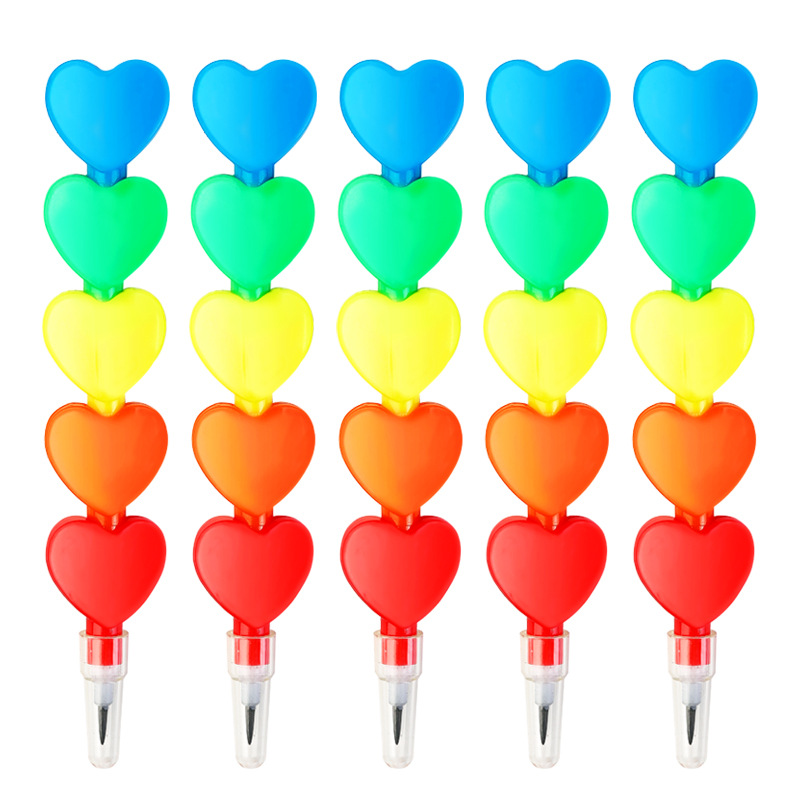 DIY Pencil Constructor for Students, removable universal lead, multi-color heart blocks