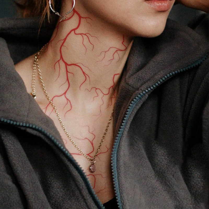 Red Vascular Tattoo Stickers, Waterproof and Long-Lasting, Dark Gothic Style, Realistic Neck Tattoo Stickers Red Vascular Tattoo Stickers, Waterproof and Long-Lasting, Dark Gothic Style, Realistic Neck Tattoo Stickers