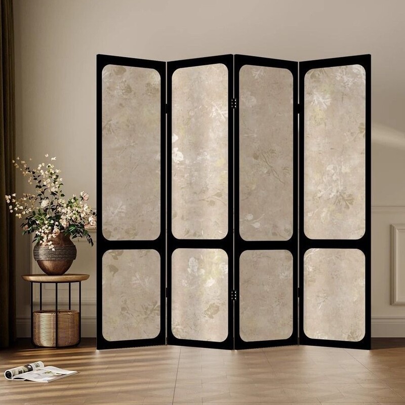 French-style retro folding screen, suitable for living room partitioning, office use, and hallway dividers; a foldable, high-end, and mobile screen