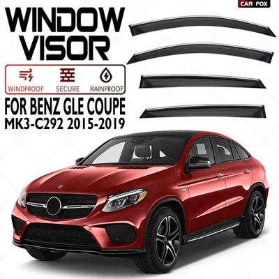 Suitable for Mercedes-Benz Gle, Rain shield - standard-packing-without-logo-mercedes-benz-gle-coupe-mk3-c292-2015-2019-plexiglas-with-bright-strips-rain-shield