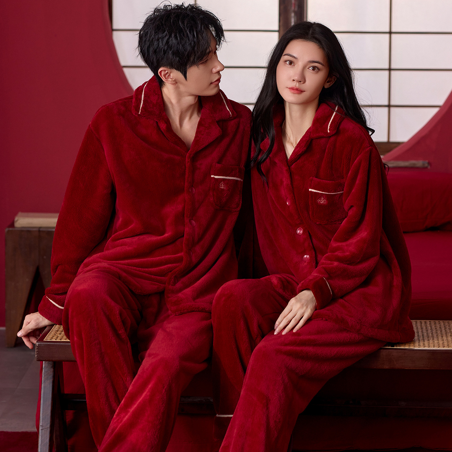 Coral vello pareja pijama de invierno para mujeres 2025 nuevo vello con cremallera gruesa se puede usar ropa de franela masculina
