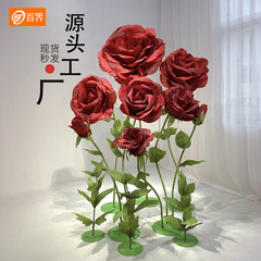 Prop for 100-World Wedding, Giant Paper Craft Shopping Mall Window Decoration, Beauty Decoration for Valentine's Day, Handmade Rose Simulation