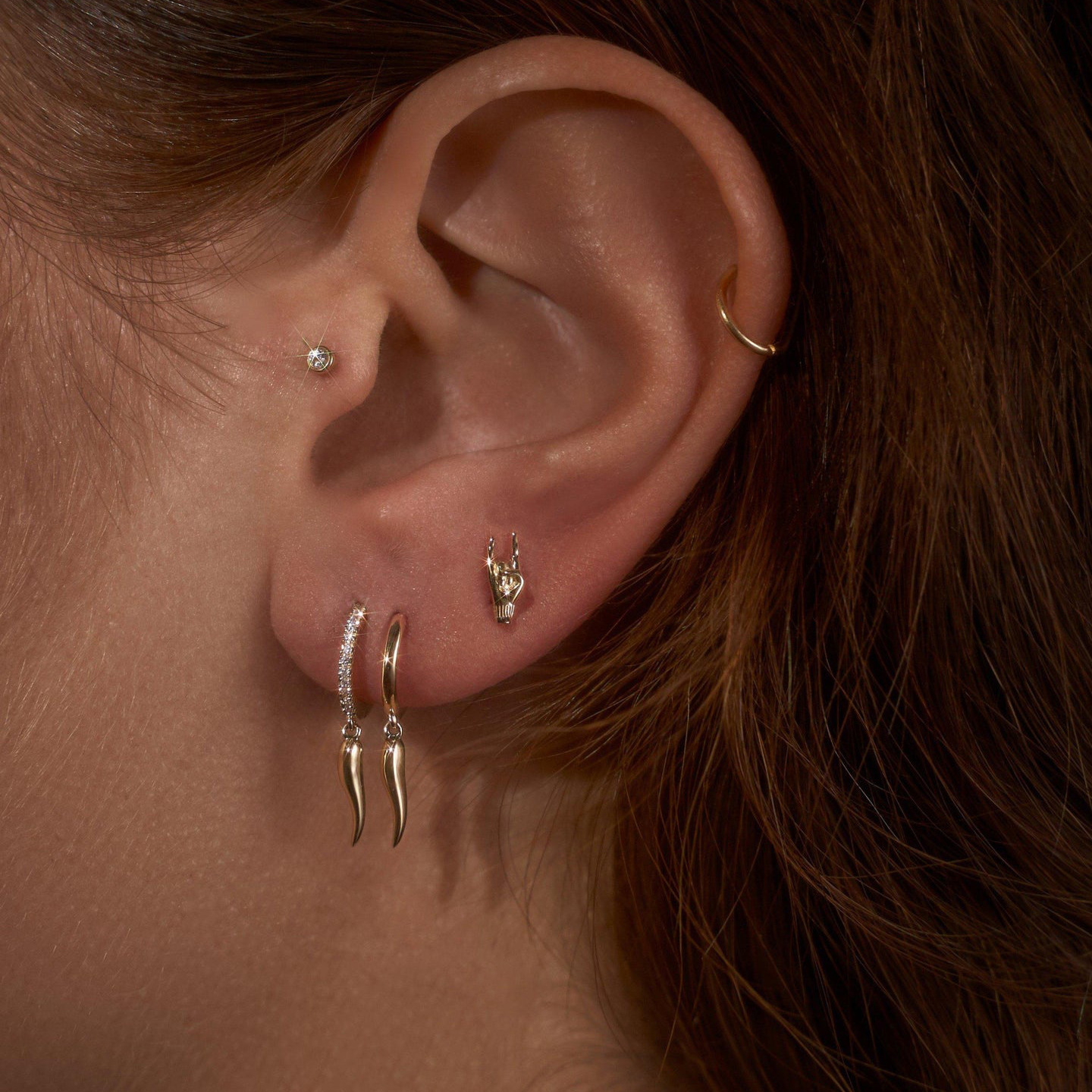 Fashion Palm Water Droplets Heart Shape Copper Zircon Drop Earrings Ear Studs 1 Set