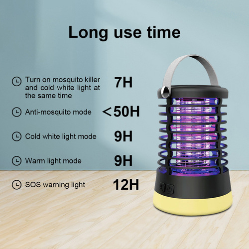 Cross-border explosive waterproof outdoor Led electric shock dual-purpose mosquito killer lamp usb multifunctional night fishing mosquito repellent camping lamp