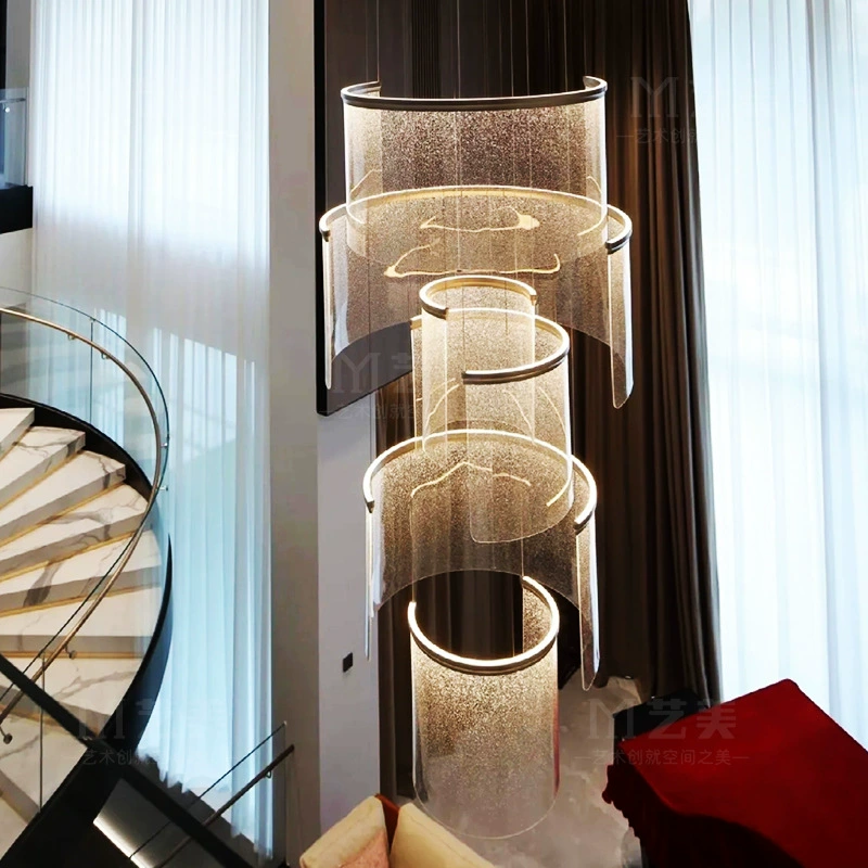 Дуплексная люстра, роскошная современная потолочная лампа, спиральная лампа для гостиной, акриловая лампа, элитная атмосфера