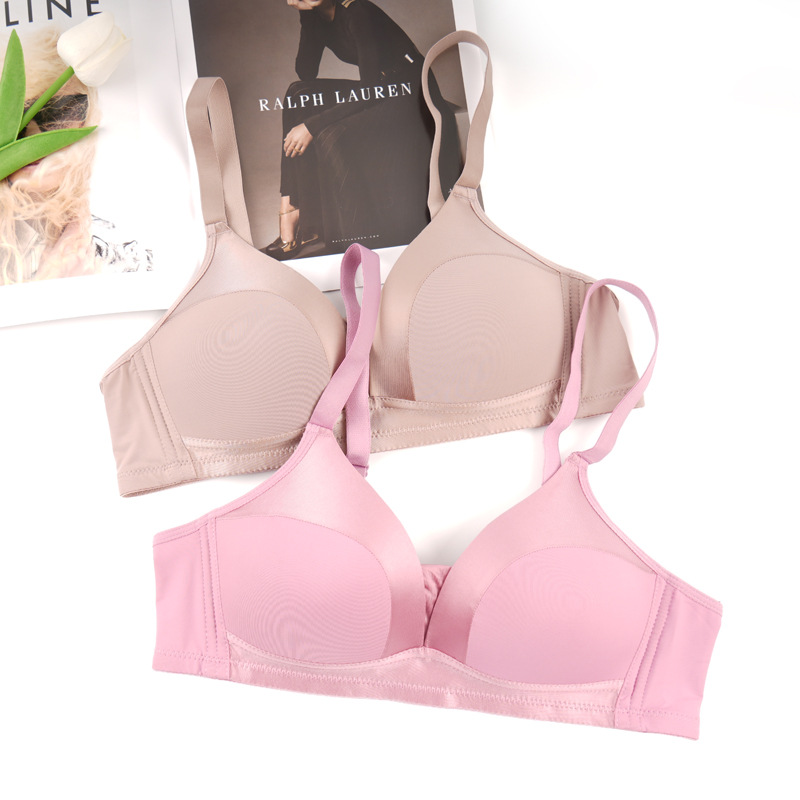 Fábrica de Shantou punto sin anillo de acero sujetador de mujer una pieza de ajuste cómodo sin marcas juntar sujetador de ropa interior anti-caída