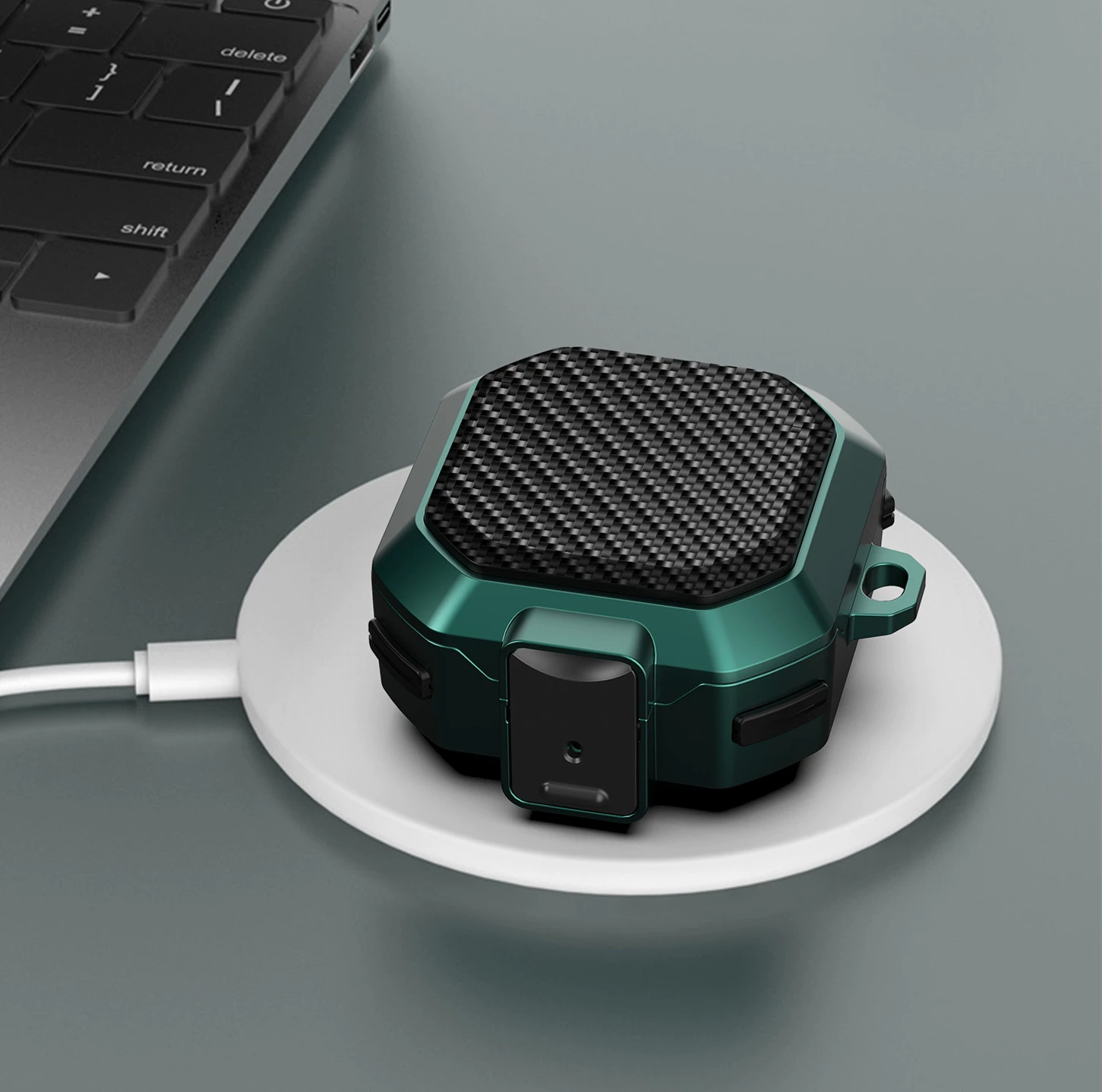 Чехол для наушников Samsung Galaxy Buds/Live/2pro/FE Bluetooth с пряжкой переключателя, чехол из углеродного волокна с рисунком