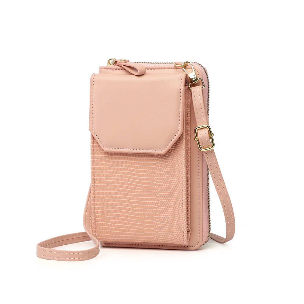 Suministro transfronterizo 2021 nueva bolsa de teléfono móvil para mujer billetera con cremallera vertical patrón de serpiente versátil bolso de hombro crossbody de estilo coreano
