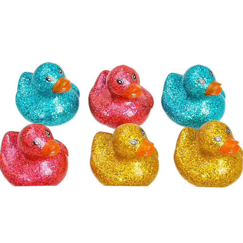 Игрушка для ванны (B.Duck) 6 см светящаяся уточка с блёстками, плавающая мультяшная игрушка