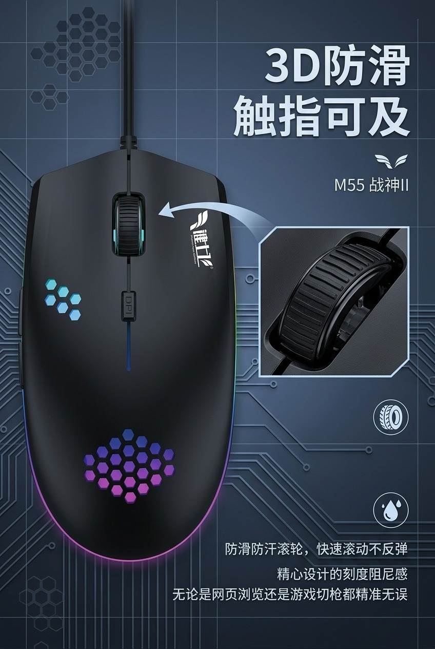 发光鼠标游戏电竞轻便电脑笔记本台式耐用办公静音款有线鼠标现货