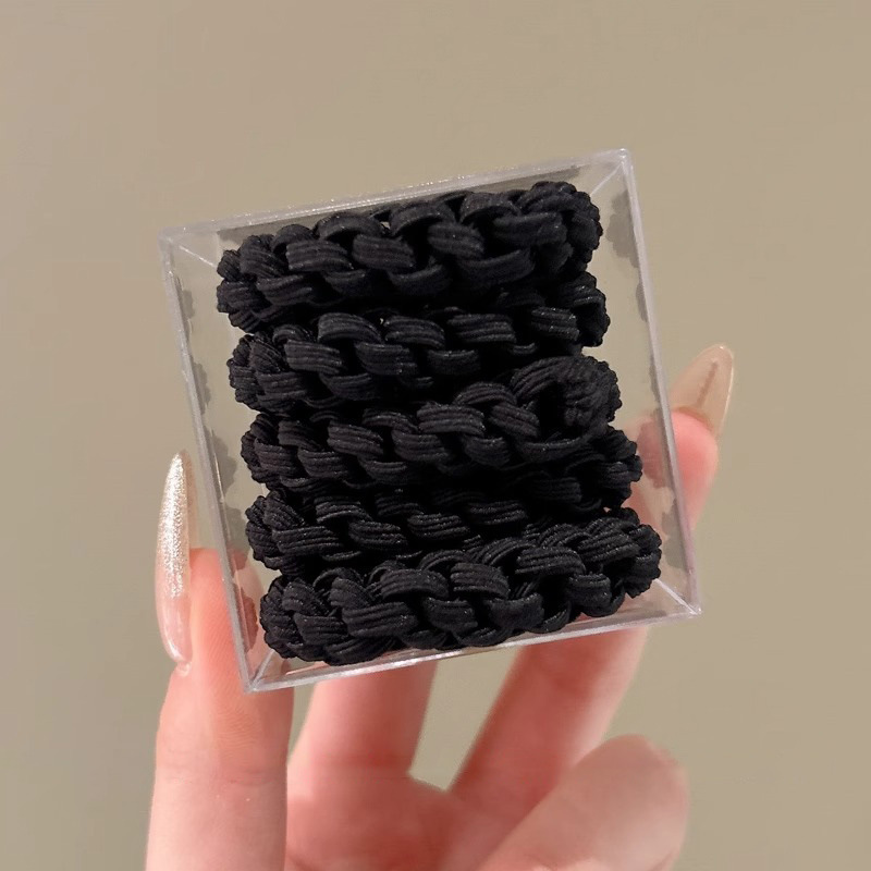 Banda de goma de alta elasticidad y duradera para mujer, lazo para el cabello tejido de cola de caballo alta, nuevo estuche de cuero, cuerda para la cabeza de mujer, tocado de cuerda para el cabello grueso de red