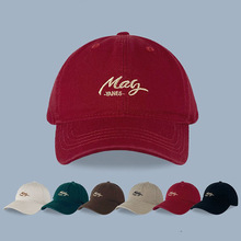 新款网红帽子女美式复古撞色字母棒球帽子男女大头围鸭舌帽显脸小