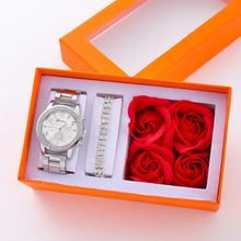 多多跨境SHEIN爆款套装日内瓦手表钢带时尚花朵女士手表爱心手表