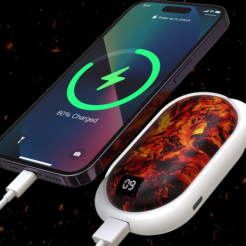 New cross-border charcoal fire hand warmer fast heating power bank hand warmer two-in-one digital display source factory