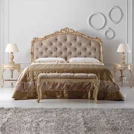 欧式复古实木雕花1.8米双人床 法式白色做旧公主床卧室家具定制