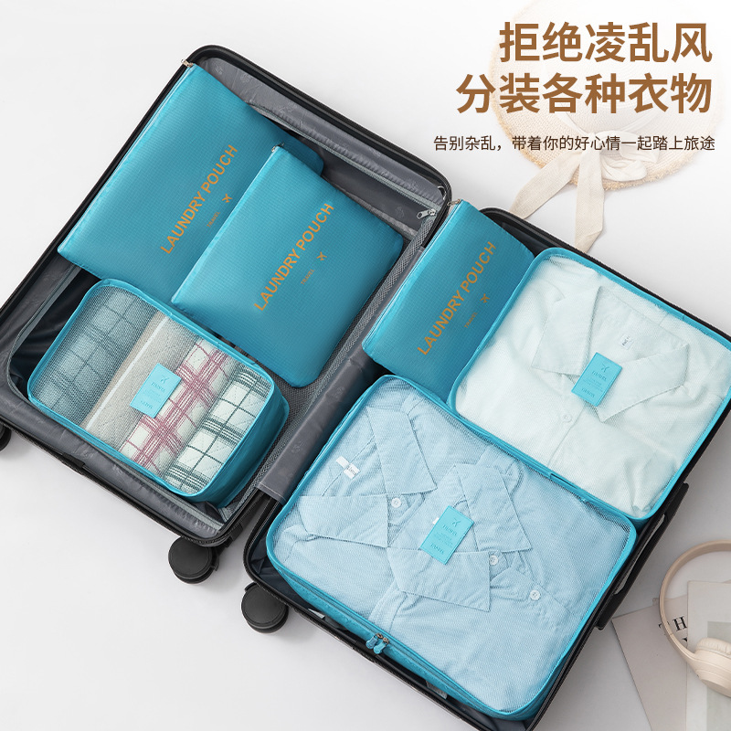 Set de organización de viaje, bolsas cuadradas Oxford para ropa y accesorios, 6 piezas.