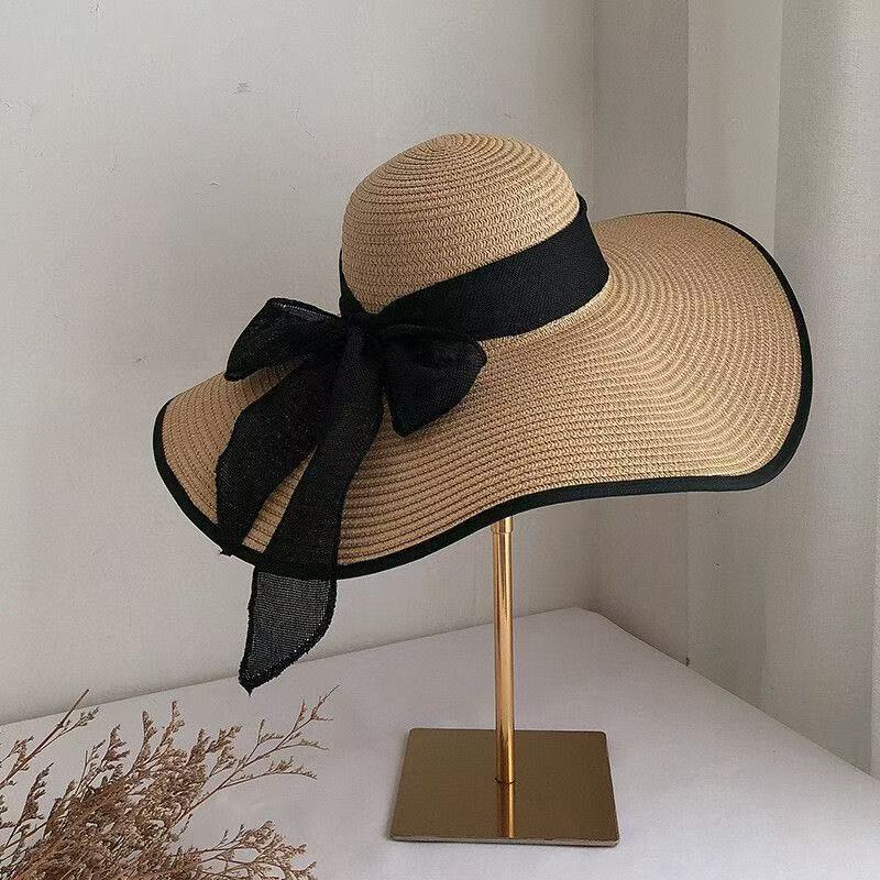 Cross-Border Popular Straw Hat for Women, Summer Sun Protection, Extra Large Brim Sun Hat, Beach Straw Woven Hat for Seaside Vacation