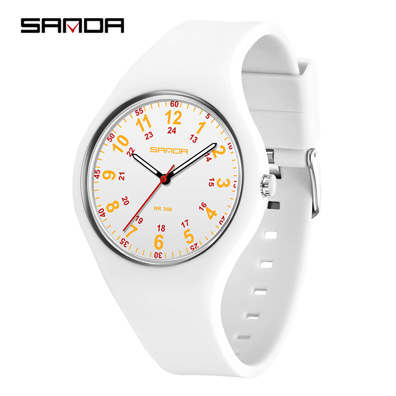 SANDA reloj femenino temperamento minimalista estudiantes de primaria luz nocturna impermeable silicona reloj de cuarzo reloj de comercio electrónico reloj en línea