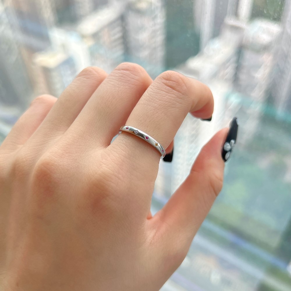 Fashion Solid Color Sterling Silver Plating Inlay Zircon Rings 1 Piece