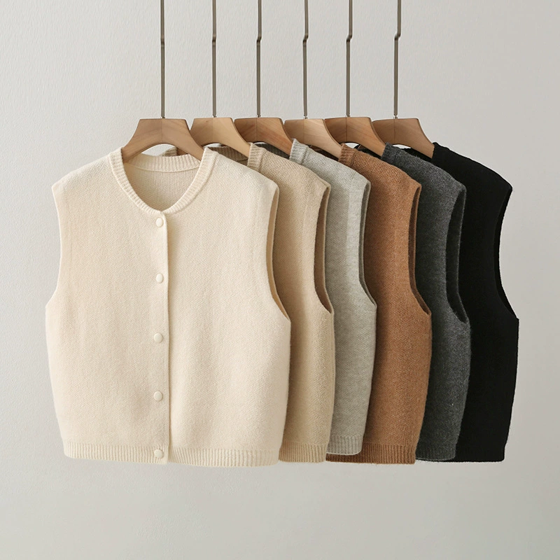 Корейская версия надевания жилетки на улице Жилет с круглым вырезом кардиган трикотажный жилет для женщин оптовая продажа