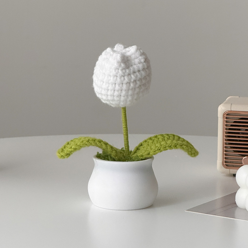 Regalos de día al por mayor girasoles para chicas, ramo de lana tejida a mano, adornos de mesa pequeños