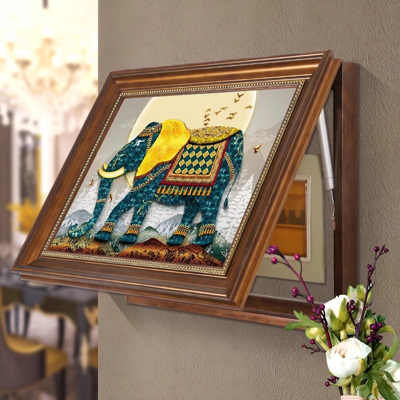 美式大象电表箱装饰画强电箱电闸开关盒挂画配电箱遮挡墙画免打孔|undefined