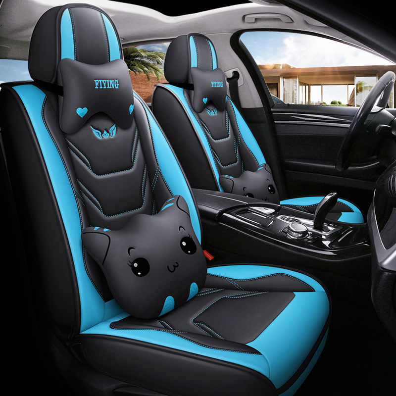 2023 New Model Full Leather Cartoon Car Seat Cushion for All Seasons, Wholesale and Dropshipping Available