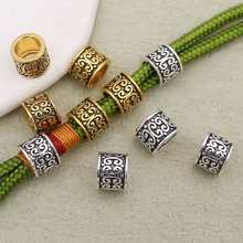 复古藏银合金大孔散珠 假发脏辫饰品串珠 diy手链项链隔珠配件