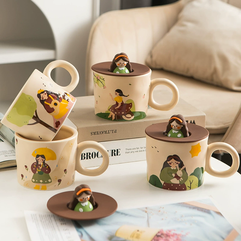 Retro cute ceramic tea cup, coffee gift box, Birthday gift