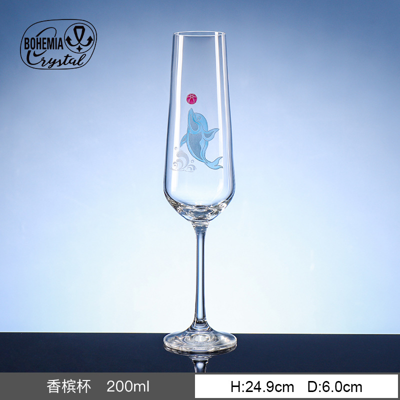 Copa de cristal iridiscente grabada importada de la República Checa, copa de champán con diseño de mariposa, copa de vino tinto, copa de whisky, relieve creativo personalizado.