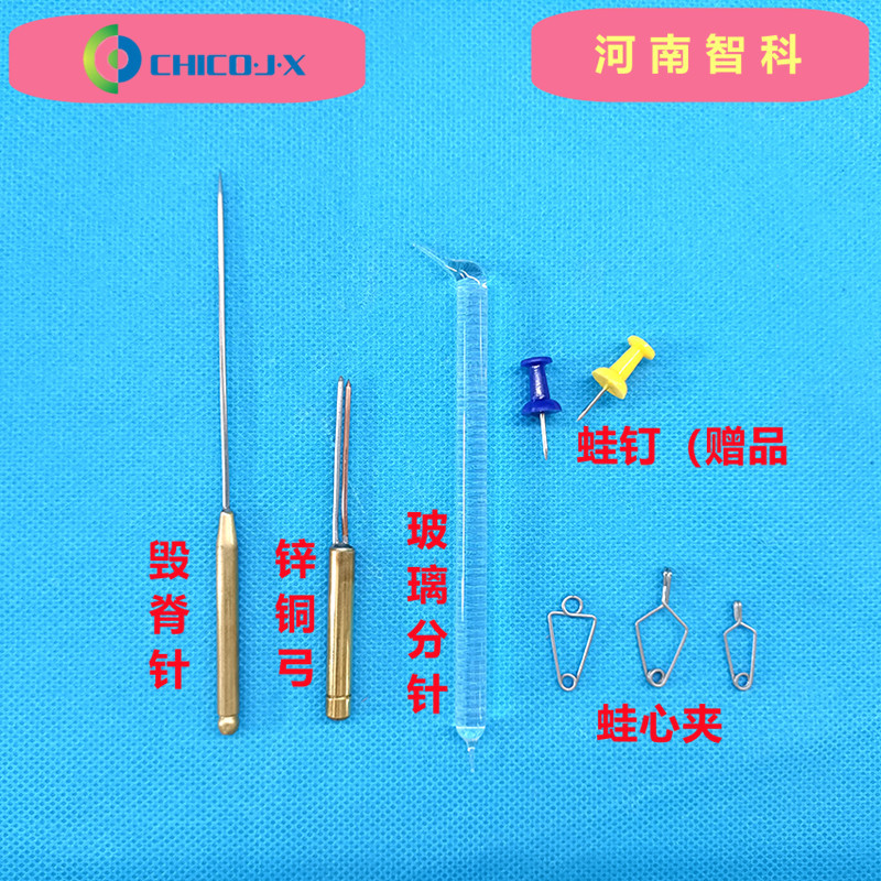 河南智科蛙类实验用品毁脊针锌铜弓玻璃分针蛙心针蛙钉等配套产品