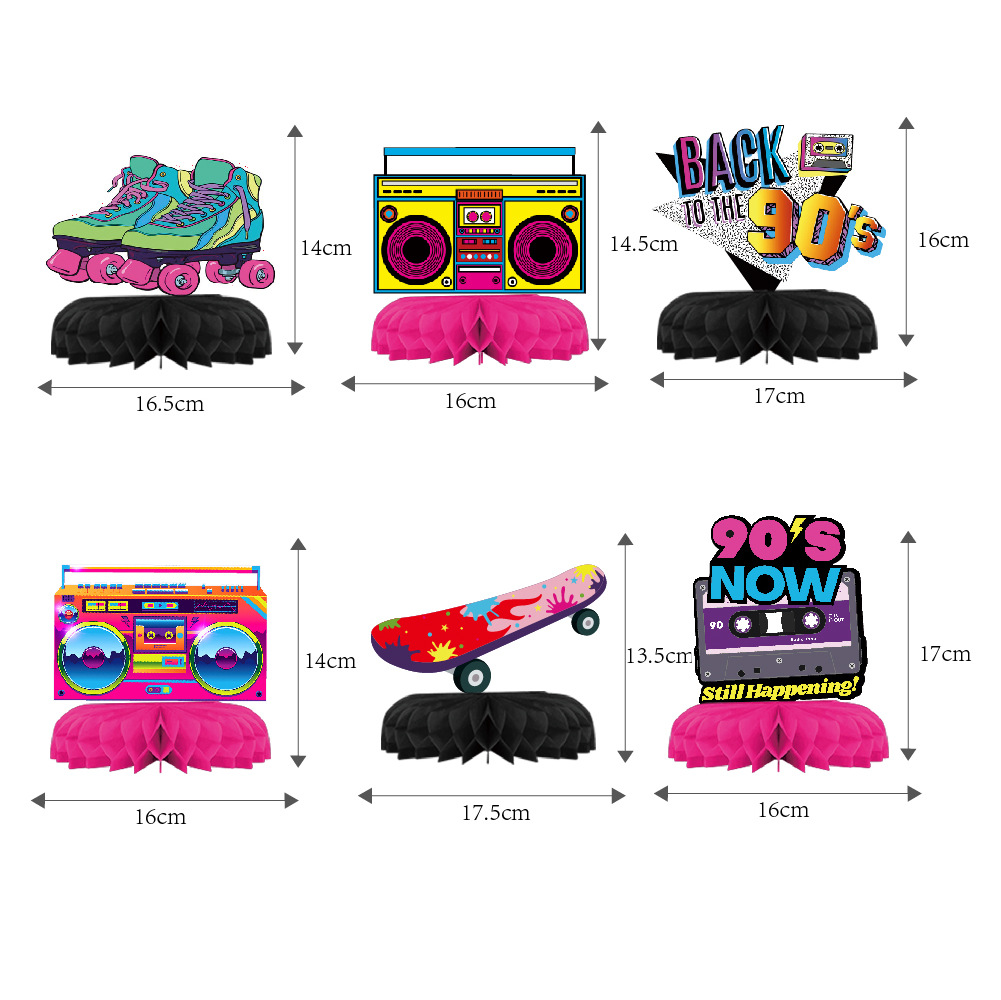 Fábrica directa discoteca tema de cumpleaños decoración de panal de escritorio decoración de panal de fiesta retro 80s90s