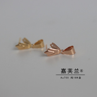 Pure G18K real gold Jade clip Jade beeswax front and back vertical hole melon seed buckle jade pendant button buckle buckle buckle fitting