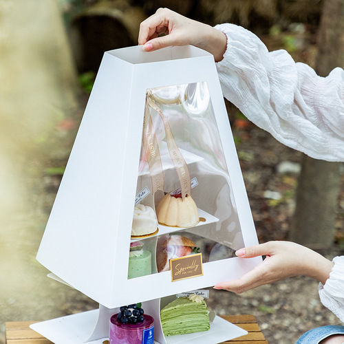 Cup cake packaging box, cup cake box, Western pastry double layer mousse dessert table, multi-layer nine-square grid packaging box