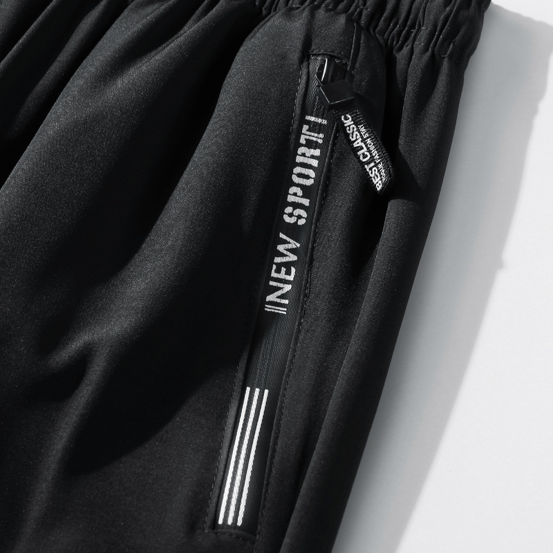 Verano de seda de hielo al aire libre de los hombres de deportes casuales sueltos de tres piezas transpirable de secado rápido cuello redondo Camiseta pantalones traje de los hombres