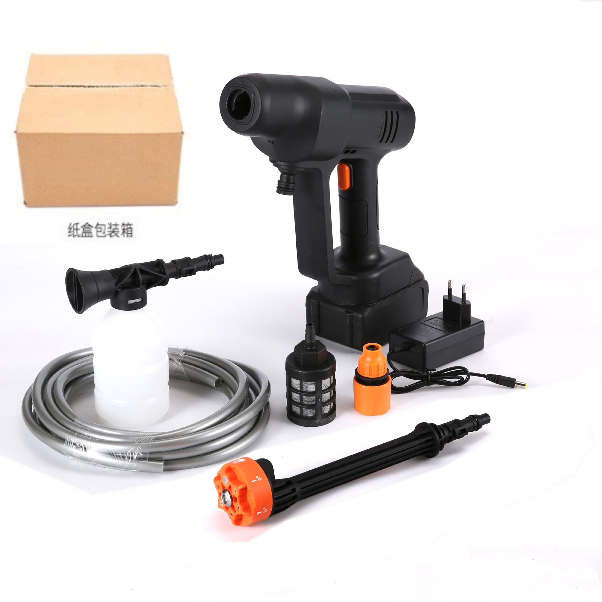 Lizeng – Cordless Car High pressure car wash water gun - cardboard-box-10-batteries-6-in-1-nozzle-set