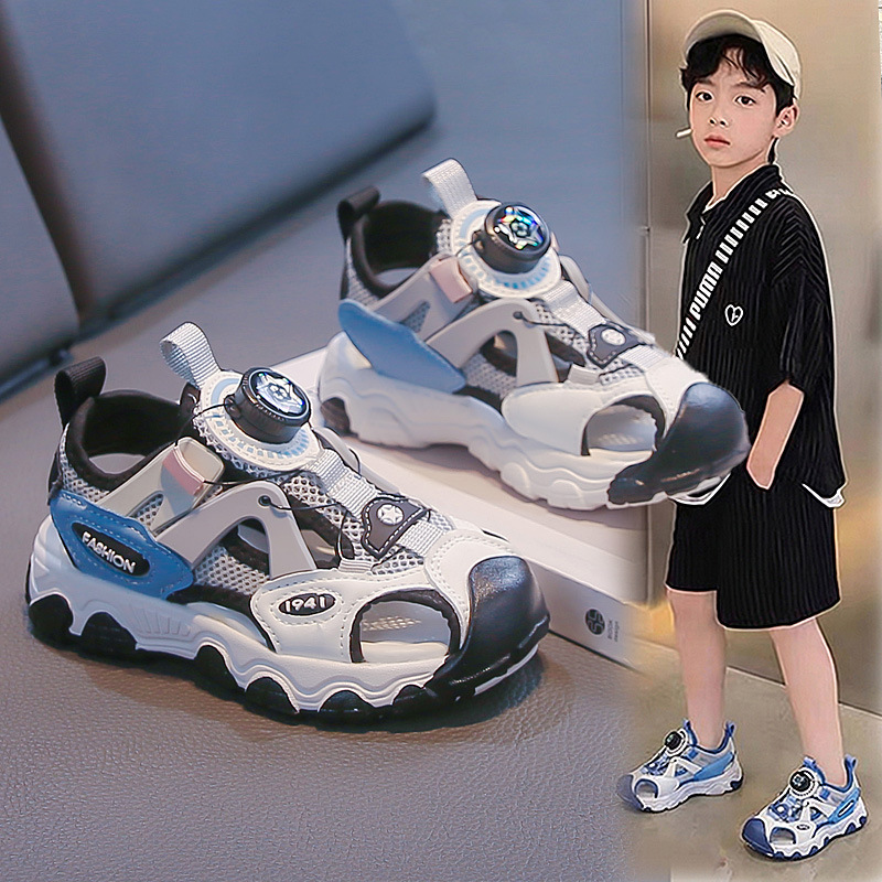 Zapatos de playa para niños verano 2026 nuevo tipo de sandalias de botón hueco para niños sandalias casuales ligeras image 4