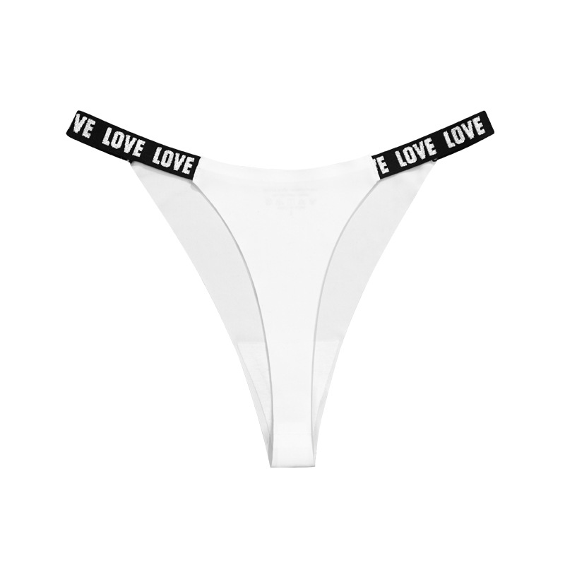 Europa y los Estados Unidos sin marcas thong de cintura baja letras de mujer cintura de algodón deportivo de entrepierna invisible sexy de hielo para mujeres