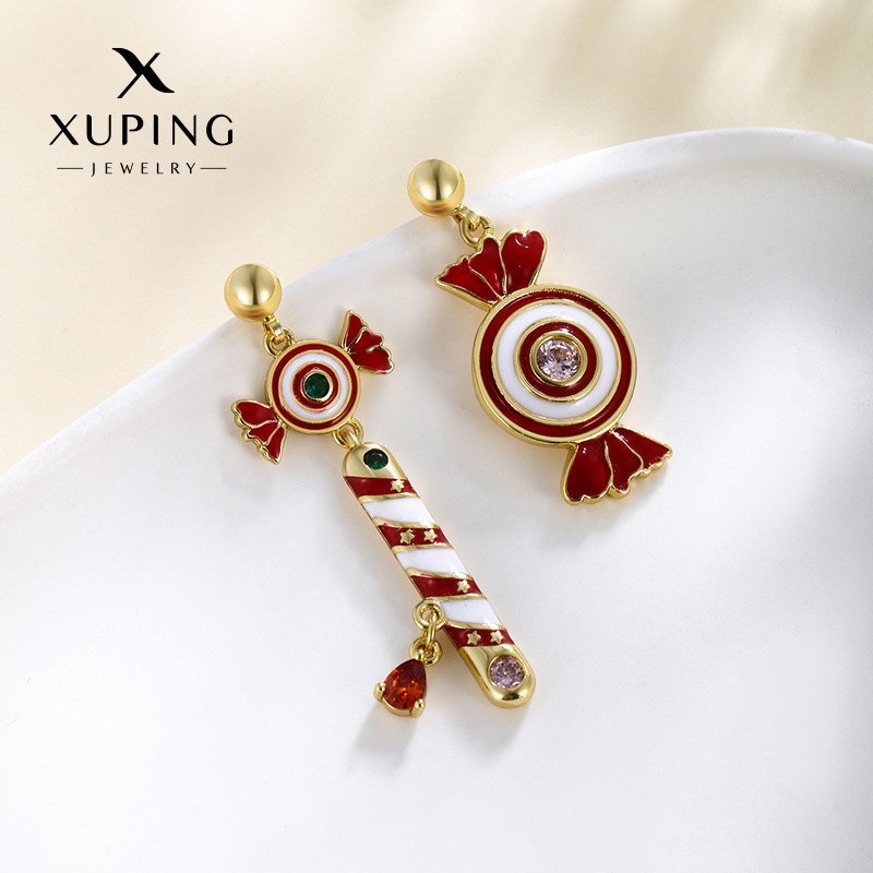 14K color Xuping joyería geometría estrella de amor auriculares de zircón ligero de lujo nicho sensación de mujer