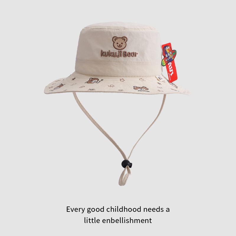 Sombreros para bebés primavera y otoño para niños sombreros delgados sombreros super bonitos osos sombreros para bebés sombreros de pescadores para niños coreanos