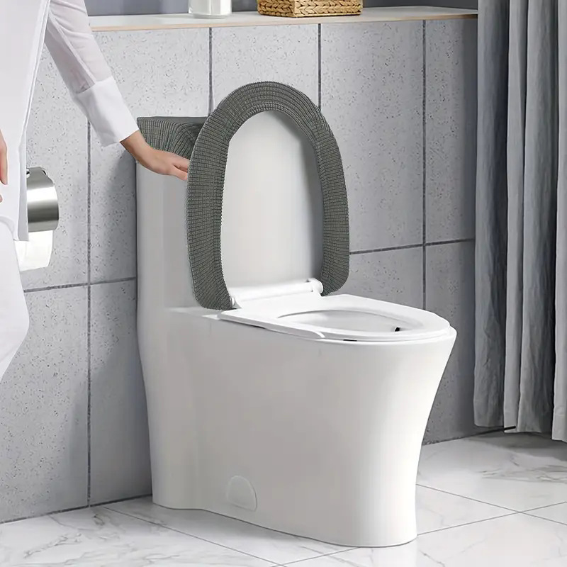 Verdickte Toilettensitzbezug aus Maisseide mit Jacquardmuster, Wassertankabdeckung, Hotel- und Hausbedarf, universelle elastische Toilettendeckelbezug