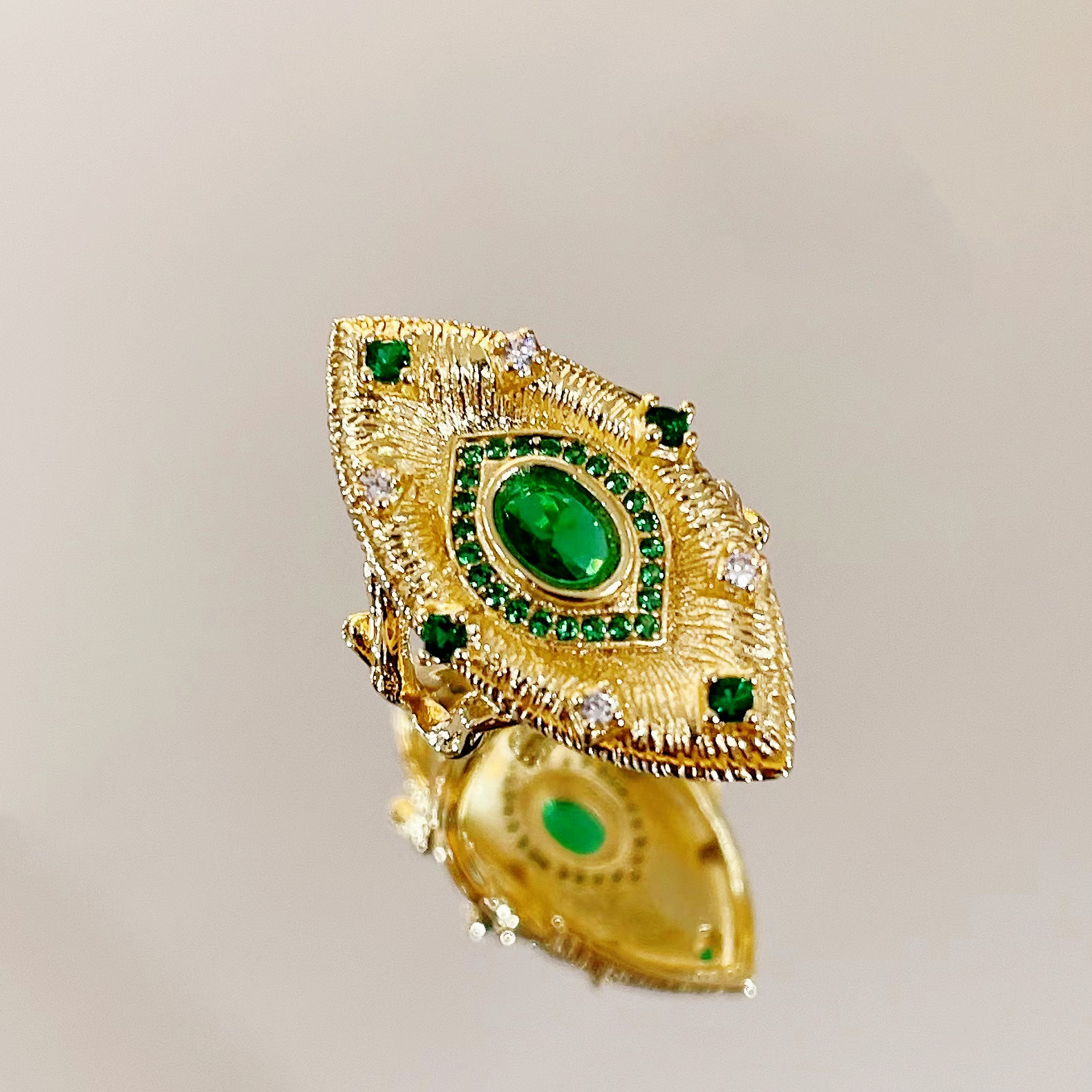 Vintage Style Geometric Copper Artificial Gemstones Rings Earrings Necklace 1 Piece