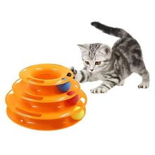 宠物猫玩具三层带球猫转盘猫咪互动益智轨道玩具猫猫太空塔游乐盘