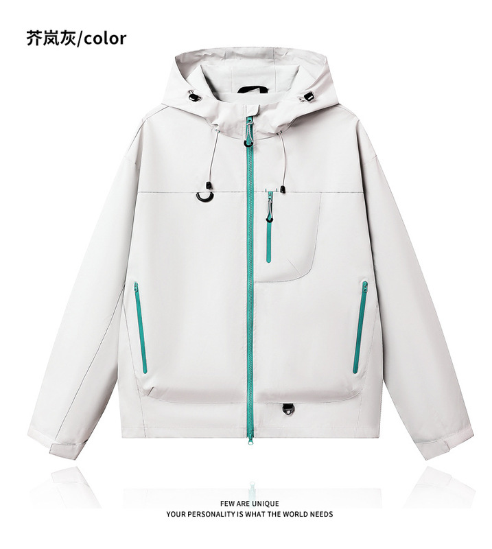 7870冲锋衣男女春秋青少年户外防风防水登山服工装夹克连帽外套|undefined