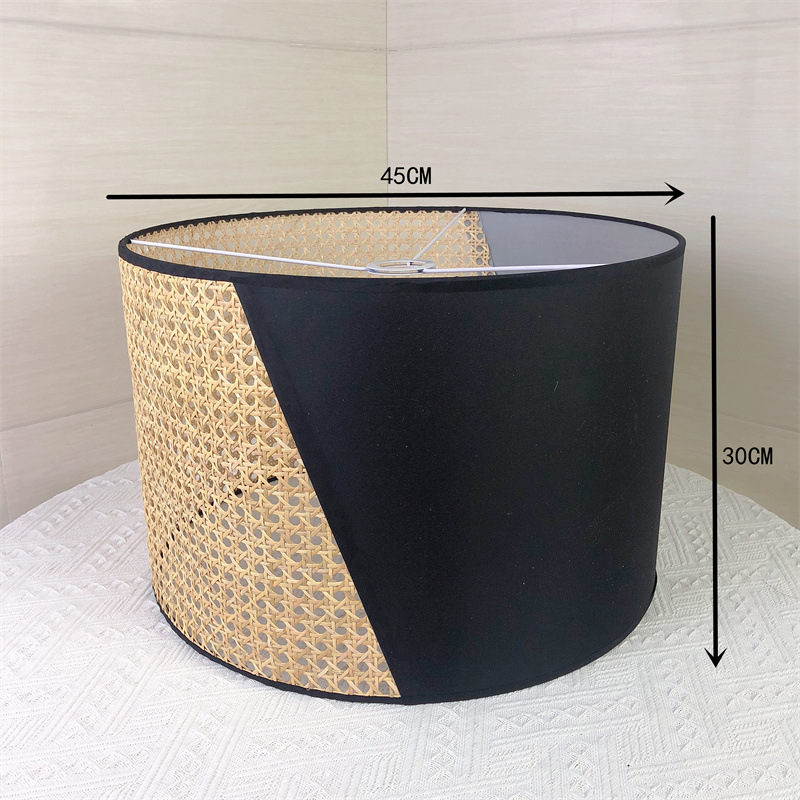Fábrica directa tela de ratán tejido lámpara de mesa cubierta hexagonal rejilla real ratán PVC pantalla lámparas de iluminación