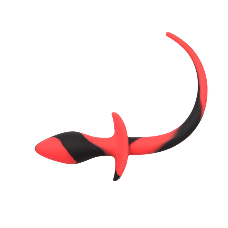 Silicone Dog-Tail Anal Plug Beads, 37 g Rose Red Flirting Prop — detail image 3