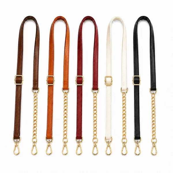 Cross-Border Replacement Bag Strap with Hardware Chain, Adjustable Buckle Shoulder Strap, Detachable Women's Crossbody Bag Strap, Leather Strap