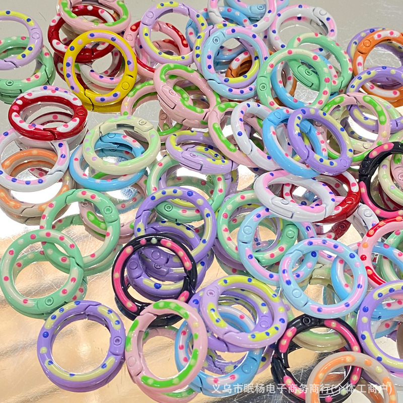 25mm Hand-Painted Donut Spring Clasp Keychain Link Ring Enamel Ring DIY Phone Chain Accessory Fashion Accessory